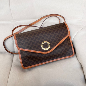 00sbros淘宝celine信封包米色老花中古包赛琳vintage骨头印花pvc斜