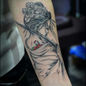 龙姬防水纹身贴线条美女般若艺妓 男女逼真花臂手臂 持久仿真刺青