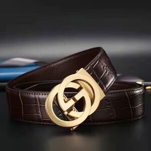 酷奇皮带男士真皮腰带百搭双g自动扣头西服裤带cucci旗舰官网代购
