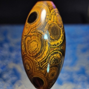 蒙天珠九眼石页岩唐卡老料黑炭佛眼图腾招财钱币石天然象形天珠