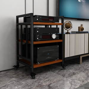 多层功放机架机柜可移动cd胆机影音室器材设备柜金属木质功放柜子