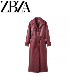 ZAR 冬季新款 女装 欧美风法式时尚设计感小众百搭休闲加长款皮衣