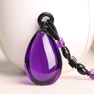 【送证书】天然紫水晶吊坠女款水滴项链挂件挂坠项链挂绳生日礼物