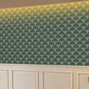 几何扇形壁纸青绿色美式复古背景墙壁布酒店样板房卧室法式墙布纸