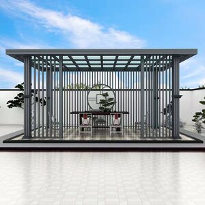 铝合金新中式凉亭别墅玻璃阳光房户外庭院防雨公园四角亭子防腐木