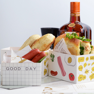 网红三明治包装盒早餐早点厚蛋烧吐司面包汉堡打包油纸一次性家用