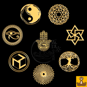 能量符号金属贴片 一套8个 神圣几何图案手机壳diy装饰 by丰盛树 心轮