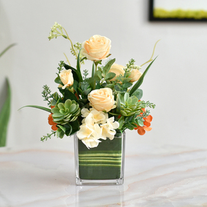 商务小桌花会议室桌面装饰摆件酒店餐桌花摆花茶几假花仿真花摆设