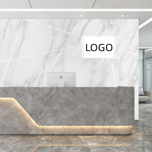 公司前台背景墙纸几何仿大理石纹墙布办公室logo形象墙壁纸简约