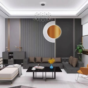 轻奢格栅沙发背景墙壁纸简约现代客厅2022新款卧室装饰壁画布定制