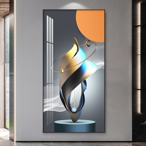 时尚简约抽象晶瓷玄关装饰画竖版入户走廊过道挂画现代背景墙壁画