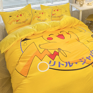 卡通牛奶绒被套单件冬季加绒双面保暖珊瑚绒男孩皮卡丘儿童被罩套