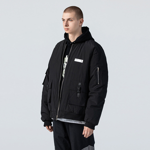 汇田工业暗黑机能风棉衣夹克冬季男女情侣飞行员棒球棉服潮牌外套