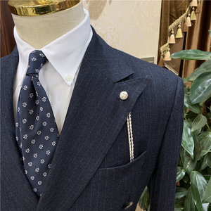 高档奢华镀金驳头链潮流西服装饰链条领针胸针插花眼男士西装配饰