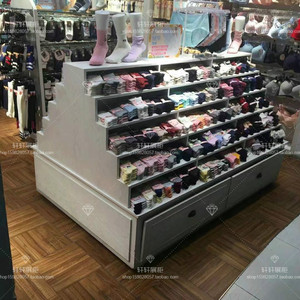 木制烤漆展示柜袜子店双面中岛货架袜子展示柜袜子陈列柜