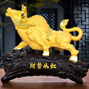 招财牛摆件华尔街牛办公室桌饰品生肖牛开业礼品商务保险定制金牛