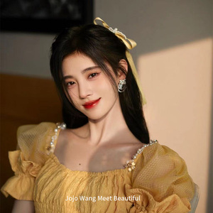 鞠婧祎同款长飘带发圈蝴蝶结发夹女刘海夹头饰发饰少女韩国新款