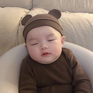 男童胎帽韩国新生儿保护囟门纯棉帽子女童帽子宝宝纯色百天婴儿帽
