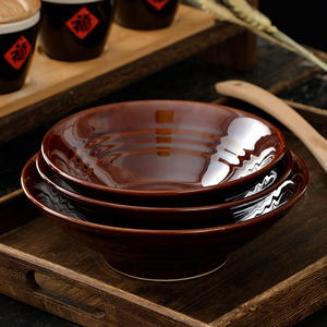 老式粗陶陶瓷大面馆专用面碗9寸斗笠瓷碗日式拉面碗餐厅商用餐具