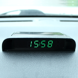 太阳能夜光车载时钟汽车高精度电子表车用钟温度计免布线 USB充电