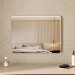 免打孔高清浴室镜自粘壁挂铝合金边框镜子挂墙镜洗手间厕所化妆镜