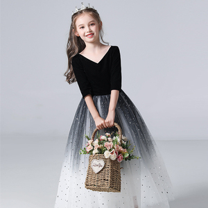 钢琴表演礼服女大童走秀演出服12-15岁潮服洋气时尚星空裙公主裙8