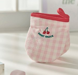 部分现货进口韩国制粉色格子樱桃隔热手套耐高温防烫烤箱烘焙手套