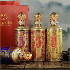 贵州茅台集团白金酒龙腾四海浓酱兼香型纯粮白酒52度500ml*4瓶