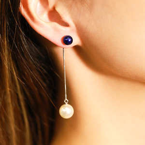 慈华臻品艾灸石珍珠耳钉 稀土 磁能量石耳钉