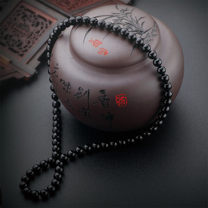 慈华臻品 艾灸石亮黑色款项链