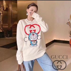 代购gucci古驰卫衣女叮当猫哆啦a梦联名古奇印花圆领长袖宽松男