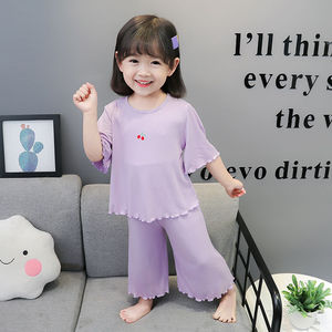 女童莫代尔睡衣夏季套装女宝宝可爱超萌儿童小童空调服薄款家居服