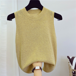 针织背心女秋季新款外穿无袖上衣纯色羊毛背心坎肩内搭打底衫纯色