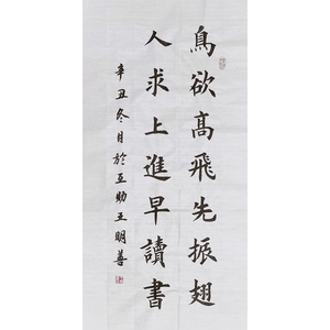鸟欲高飞先振翅人求上进早读书书法作品手写楷书真迹田楷书法竖幅