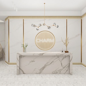 大理石墙纸美容院美甲店美妆店服装店美发店前台收银台背景墙壁纸