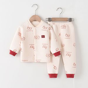 7个月宝宝衣服春装婴儿春季保暖两件套外穿儿童早春薄棉衣套装8五