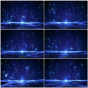 梦幻蓝色星光效粒子海洋唯美婚礼舞台背景晚会led大屏幕视频素材