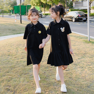 女童polo裙短袖夏装韩版童装中大童洋气闺蜜姐妹装儿童运动连衣裙