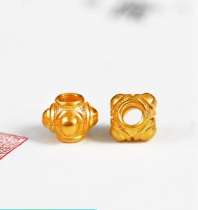 足金古法手工黄金蜻蜓眼diy隔珠手链手串配件配饰新款男女n192