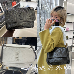 YSL/圣罗兰女包包niki流浪包小号褶皱翻盖邮差包链条包单肩斜挎包