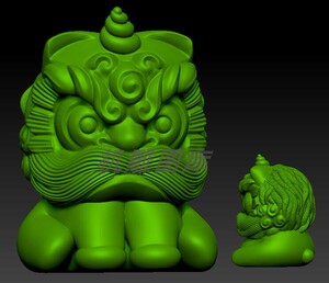 醒狮 独角兽 圆雕图雕刻机图 stl文件卡通醒狮 三维立体图3d模型