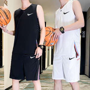 耐克顿篮球套装男夏季新款无袖背心青少年跑步运动速干球衣两件套