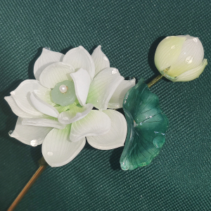 黎华不渡原创 玉观音 2022新品古风热缩片荷花合金复古饰品发簪子