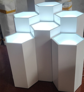 现货精品烤漆展示台六边形六角发光地台无人机智能锁飞机模型展台