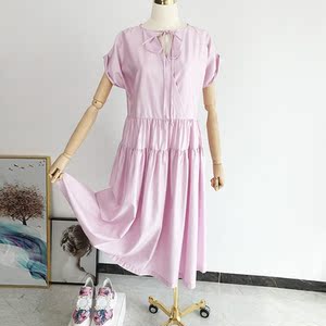 清仓捡漏~娇嫩好看的樱花浅粉紫色 公主裙oversize宽松夏季连衣裙