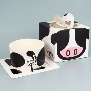 4寸黑白牛乳蛋糕盒奶牛盒子烘焙澳洲牛奶主题生日蛋糕包装盒100套