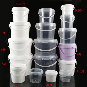透明圆桶食品接触级塑料桶小桶水桶包装桶食品桶白色手提桶5公斤