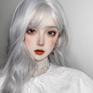 假发女生银色网红蓬松自然大波浪长卷发可爱公主造型网红修饰脸型