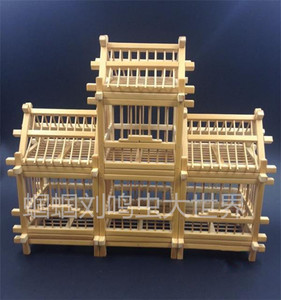 鸣虫蝈蝈笼子四联房屋斗叫蝈蝈笼 纯手工制作纯竹