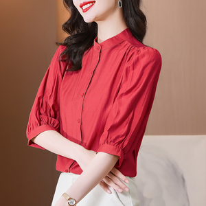 棉麻女装上衣中袖立领-淘宝拼多多热销棉麻女装上衣中袖立领货源拿货